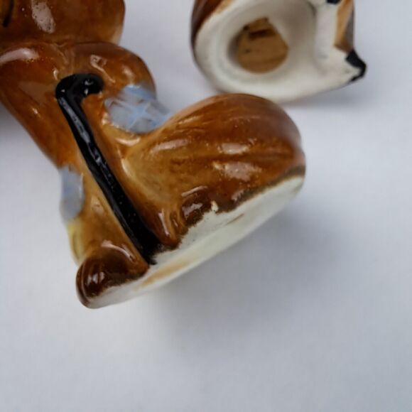 VTG Ceramic Fancy Fox Couple Cork Stopper Fox Salt Pepper Shakers Japan Mr Mrs - Picture 7 of 10
